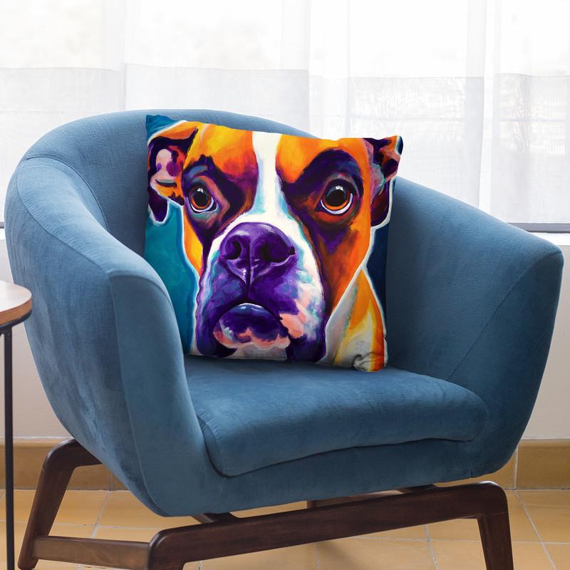 Boxer - Koda Throw Pillow By Dawgart - All About Vibe