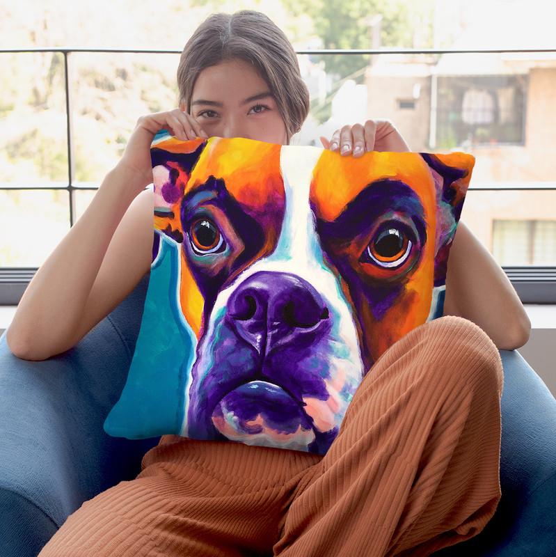 Boxer - Koda Throw Pillow By Dawgart - All About Vibe
