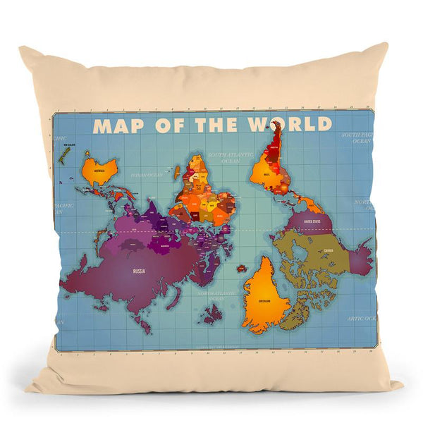 Upside Down Map Of The World Throw Pillow By American Flat - All About Vibe