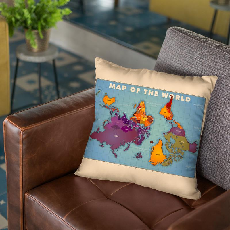 Upside Down Map Of The World Throw Pillow By American Flat - All About Vibe