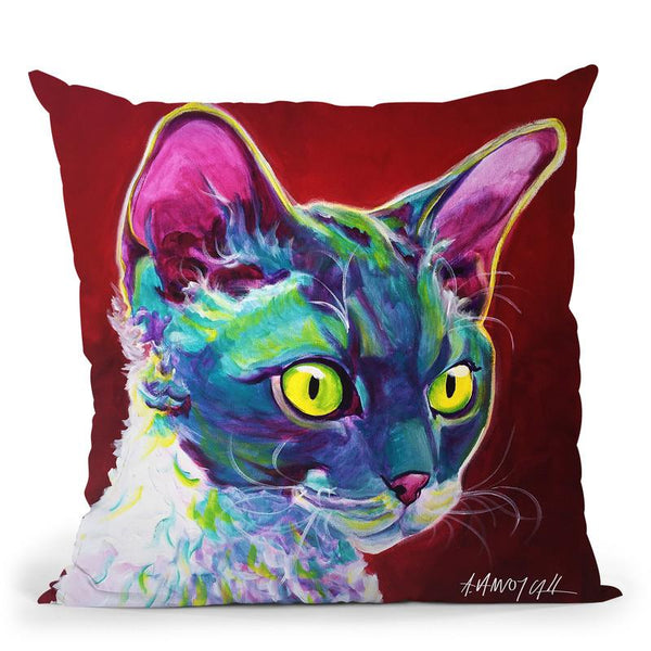 Cat - Devon Rex Throw Pillow By Dawgart - All About Vibe