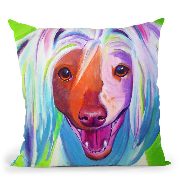 Chinese Crested - Grin Throw Pillow By Dawgart - All About Vibe