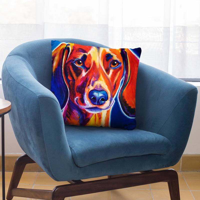Dachshund - Bubbs Throw Pillow By Dawgart - All About Vibe