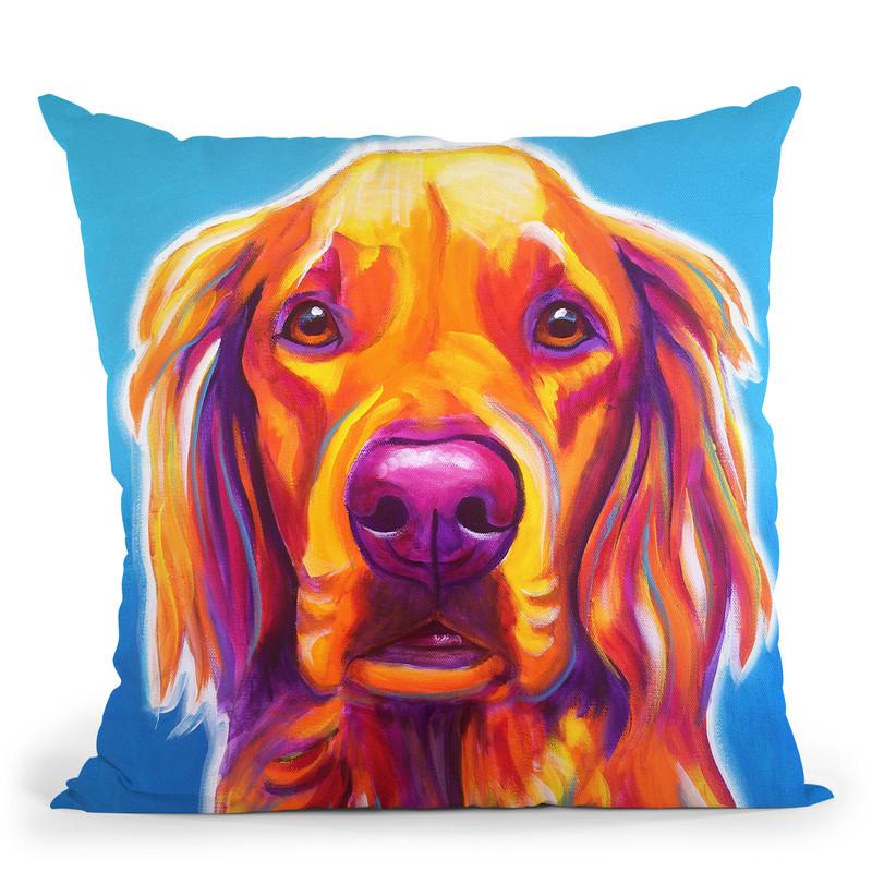 Golden - Macie Throw Pillow By Dawgart - All About Vibe