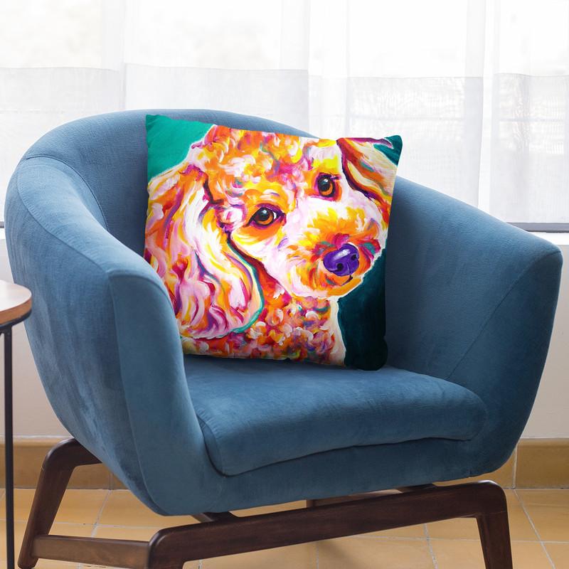 Poodle - Curly Throw Pillow By Dawgart - All About Vibe
