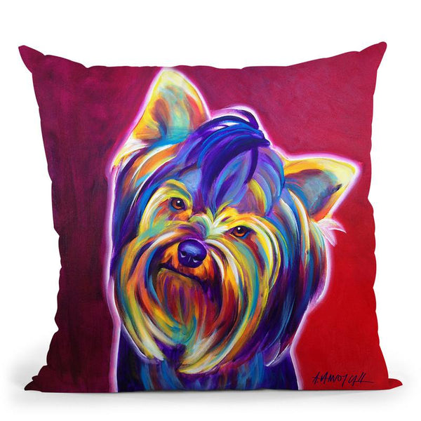Yorkie - Furbie Face Throw Pillow By Dawgart - All About Vibe