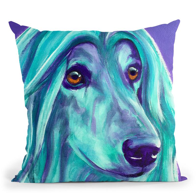Afghan Hound - Aqua Throw Pillow By Dawgart - All About Vibe