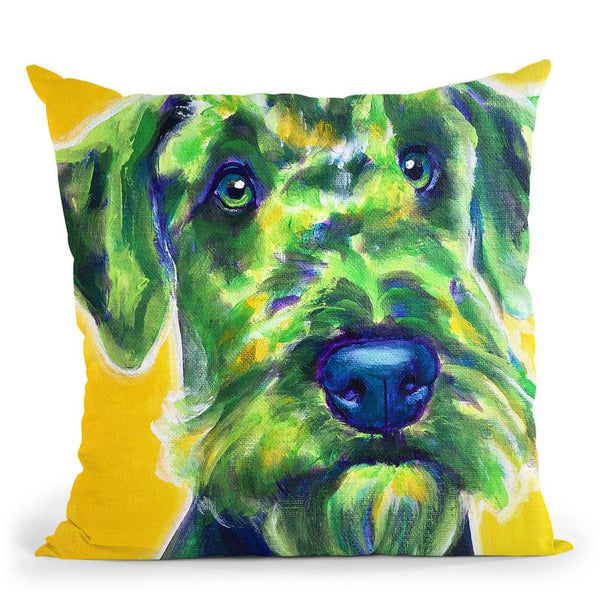 Airedale Terrier - Apple Green Throw Pillow By Dawgart - All About Vibe