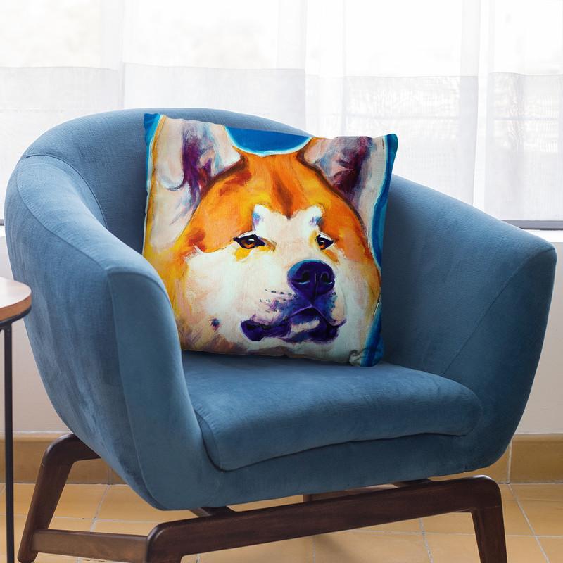 Akita - Apricot Throw Pillow By Dawgart - All About Vibe