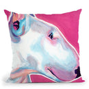 Bull Terrier - Bubble Gum Throw Pillow By Dawgart - All About Vibe