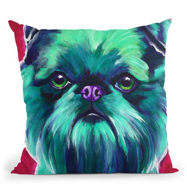 Bottle Green Brussels Griffon Throw Pillow By Dawgart - All About Vibe