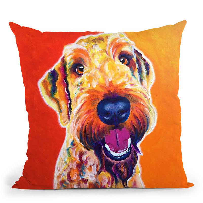 Airedoodle - Hank Throw Pillow By Dawgart - All About Vibe
