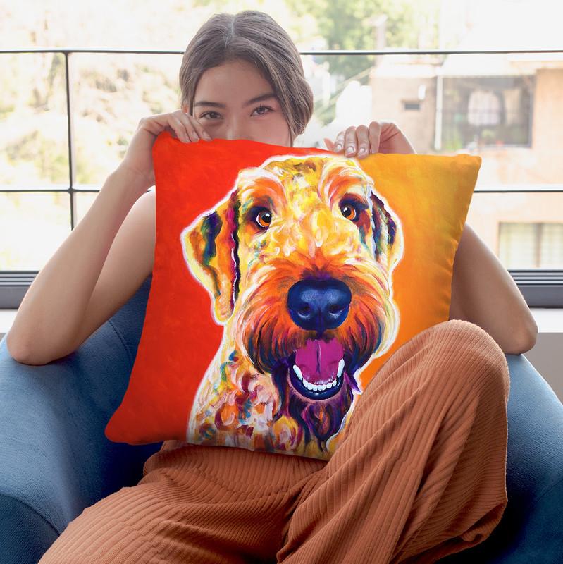 Airedoodle - Hank Throw Pillow By Dawgart - All About Vibe