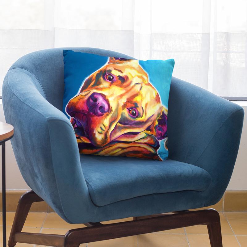 Pit Bull - Dozer Throw Pillow By Dawgart - All About Vibe