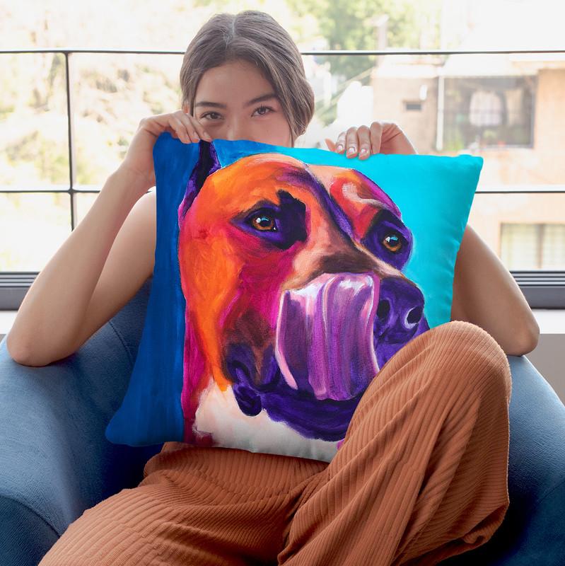 Pit Bull - Tasty Throw Pillow By Dawgart - All About Vibe