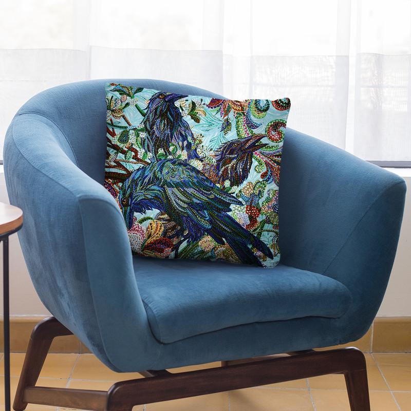 3 Birds Throw Pillow By Erika Pochybova - All About Vibe