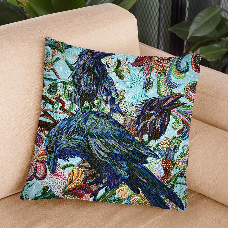 3 Birds Throw Pillow By Erika Pochybova - All About Vibe