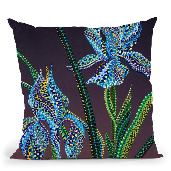 Irises Throw Pillow By Erika Pochybova - All About Vibe