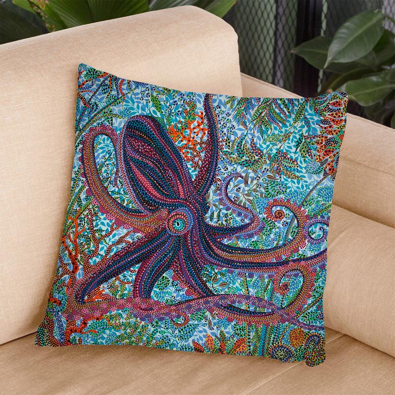 Octopus Throw Pillow By Erika Pochybova - All About Vibe