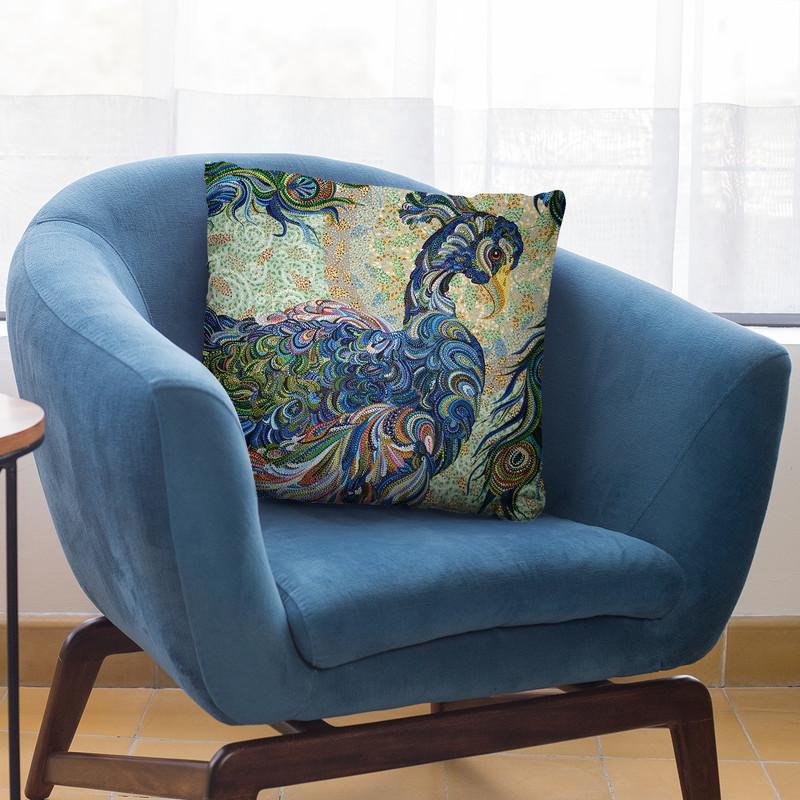 Peacock 2 Throw Pillow By Erika Pochybova - All About Vibe