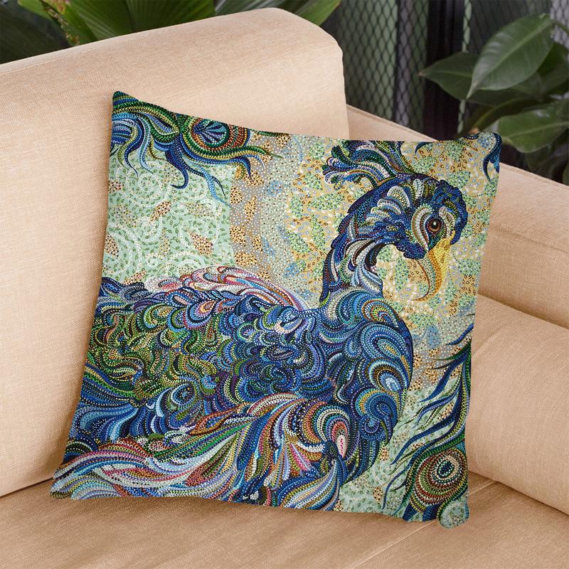 Peacock 2 Throw Pillow By Erika Pochybova - All About Vibe