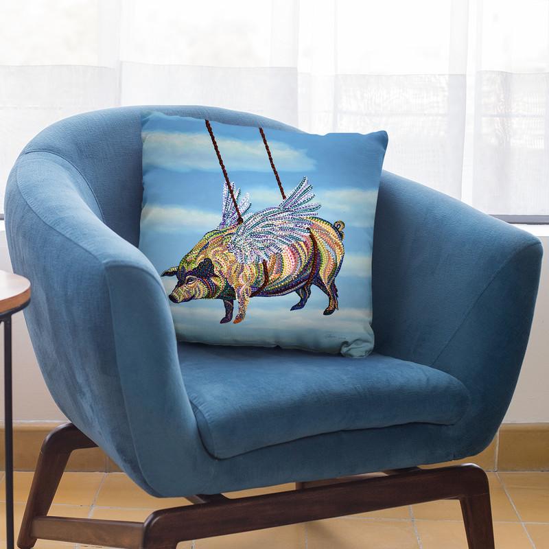 Pig Throw Pillow By Erika Pochybova - All About Vibe