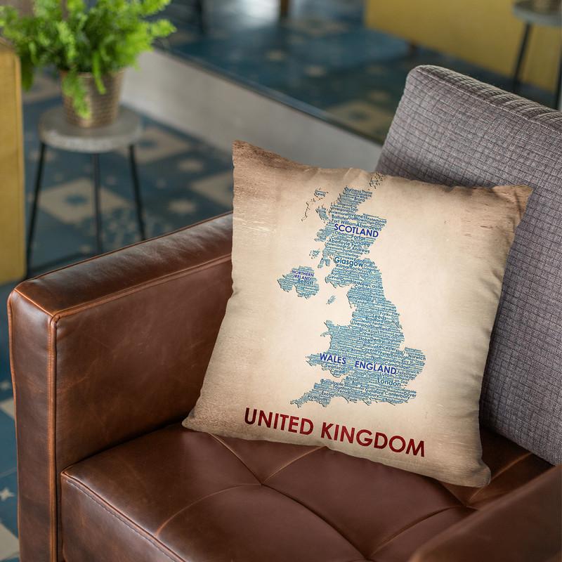 United Kingdom Throw Pillow By American Flat - All About Vibe