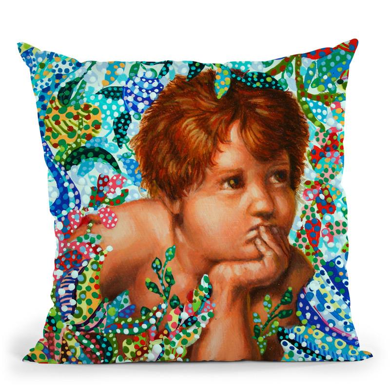 Cherub Throw Pillow By Erika Pochybova - All About Vibe