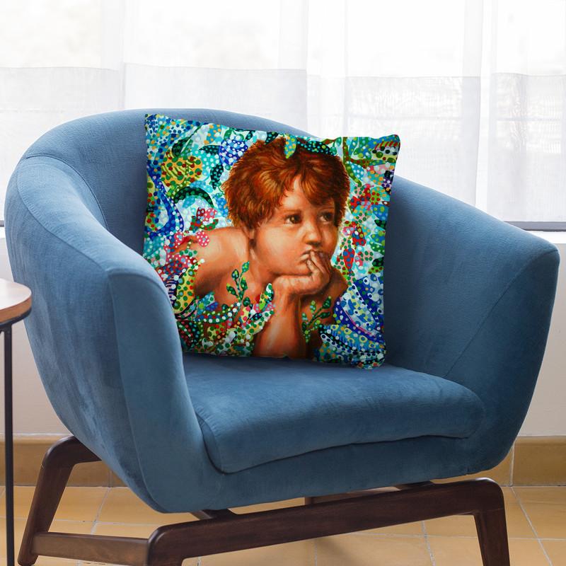 Cherub Throw Pillow By Erika Pochybova - All About Vibe