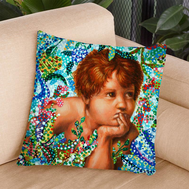 Cherub Throw Pillow By Erika Pochybova - All About Vibe
