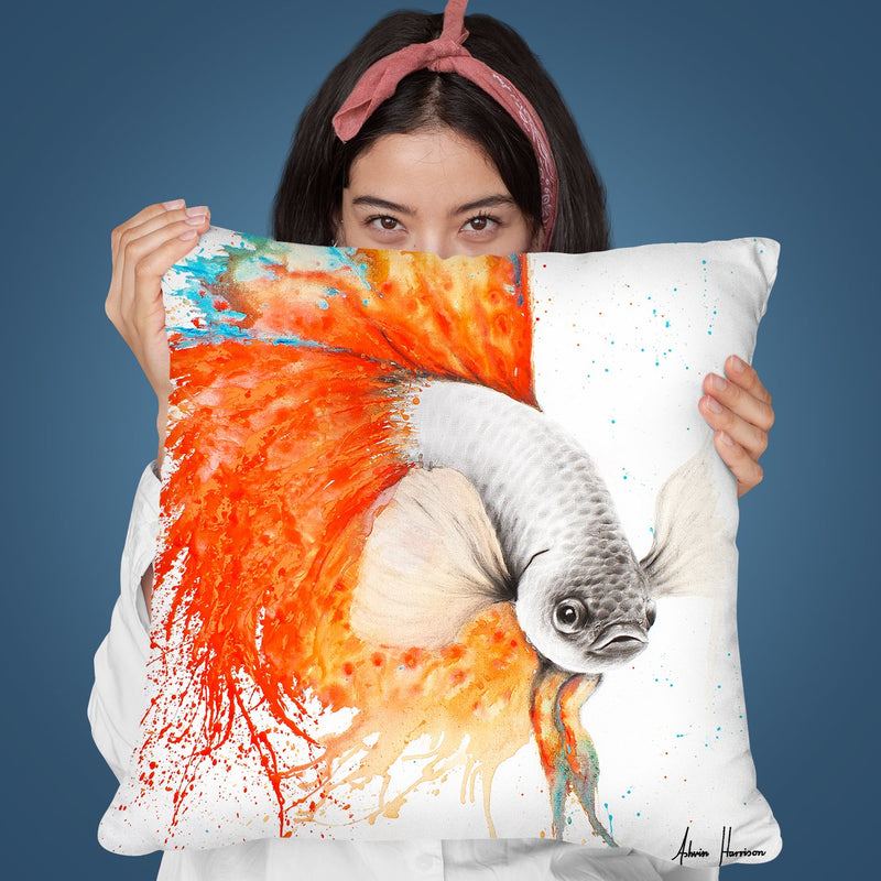 Orange Splice Gourami Throw Pillow By Ashvin Harrison