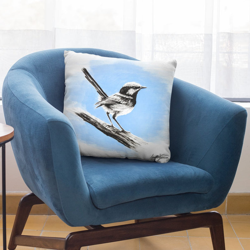 Superb Blue Wren Throw Pillow By Ashvin Harrison