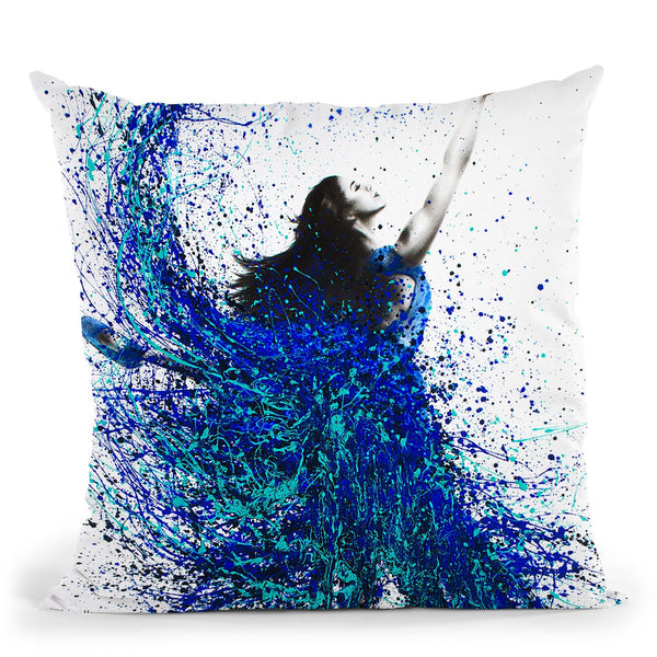 Teal Wave Dance Throw Pillow By Ashvin Harrison