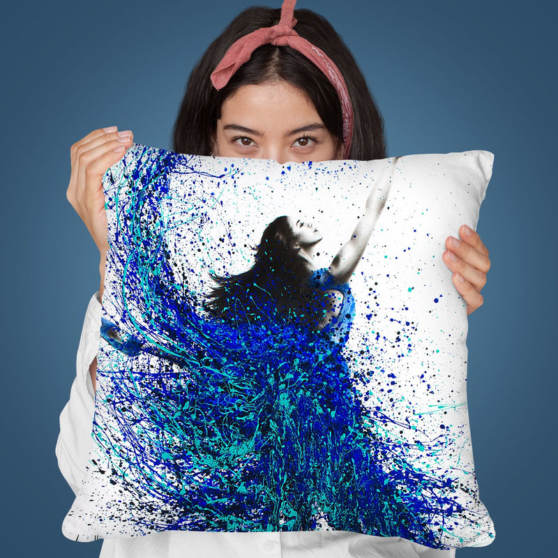 Teal Wave Dance Throw Pillow By Ashvin Harrison