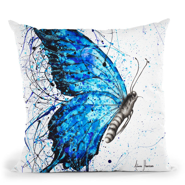 Blue Butterfly Rains Throw Pillow By Ashvin Harrison