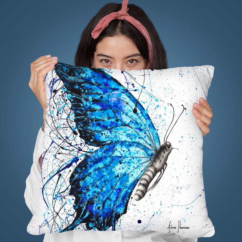 Blue Butterfly Rains Throw Pillow By Ashvin Harrison