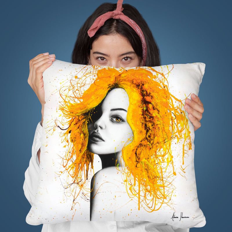 Sunflower Girl Throw Pillow By Ashvin Harrison