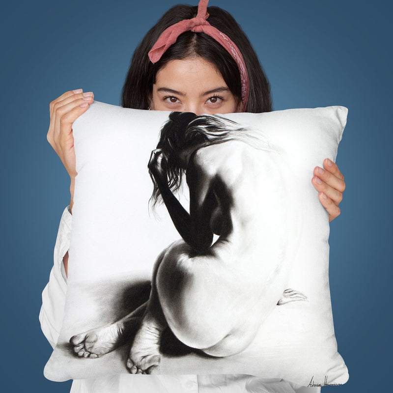 Nude Woman Charcoal Study 38 Throw Pillow By Ashvin Harrison
