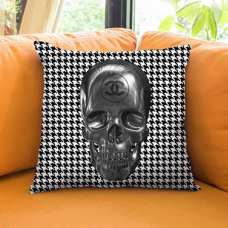 Skull Chanel Throw Pillow By Alexandre Venancio