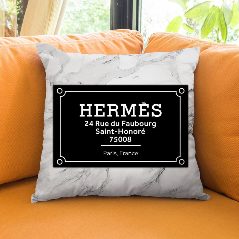 Fashion Street Sign Hermes Throw Pillow By Alexandre Venancio