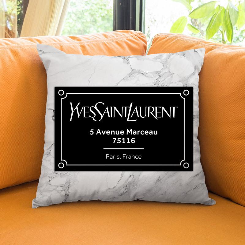 Fashion Street Sign Ysl Throw Pillow By Alexandre Venancio