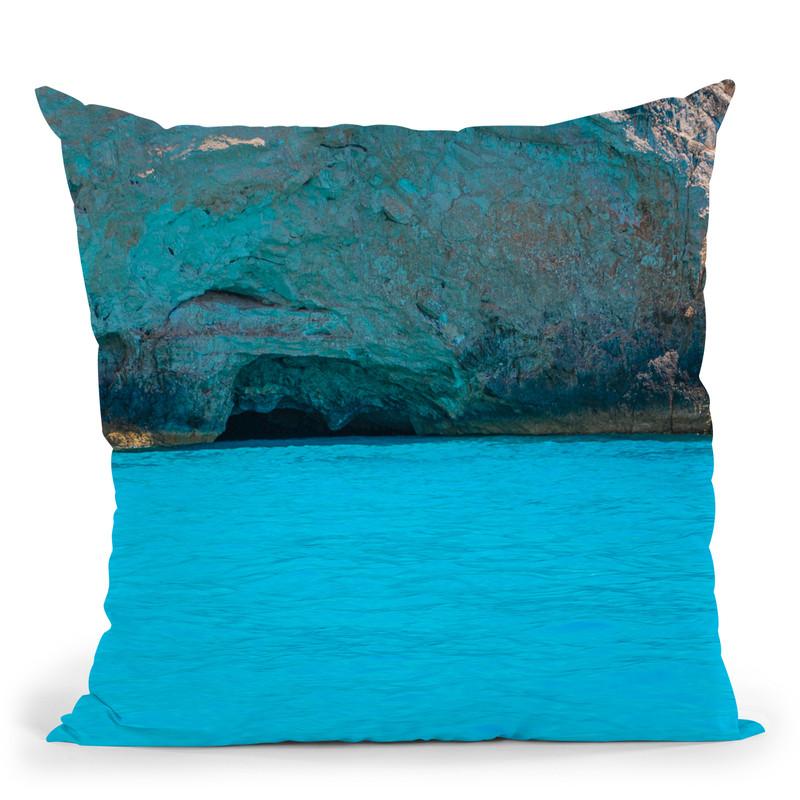 Greece Blue Sea Pair I Throw Pillow By Alexandre Venancio