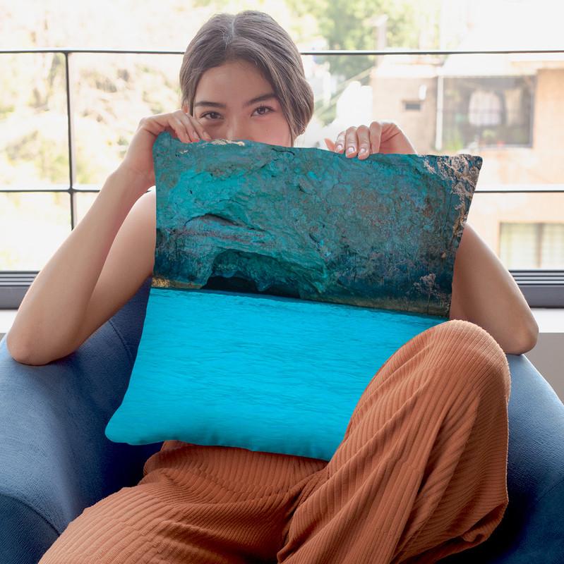 Greece Blue Sea Pair I Throw Pillow By Alexandre Venancio