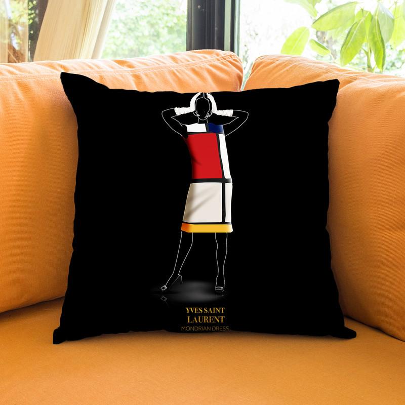 Iconic Dresses Ysl I Throw Pillow By Alexandre Venancio