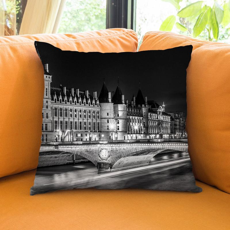 Paris In Black And White Composition Conciergerie Throw Pillow By Alexandre Venancio