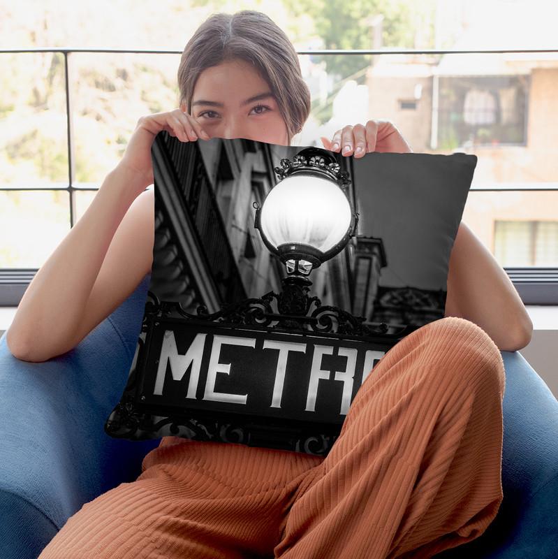 Paris In Black And White Composition Metro Throw Pillow By Alexandre Venancio