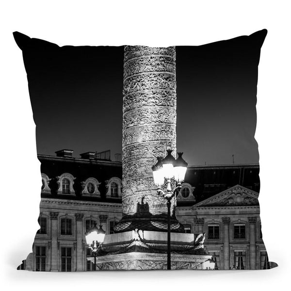 Paris In Black And White Composition Place Vendome Iv Throw Pillow By Alexandre Venancio