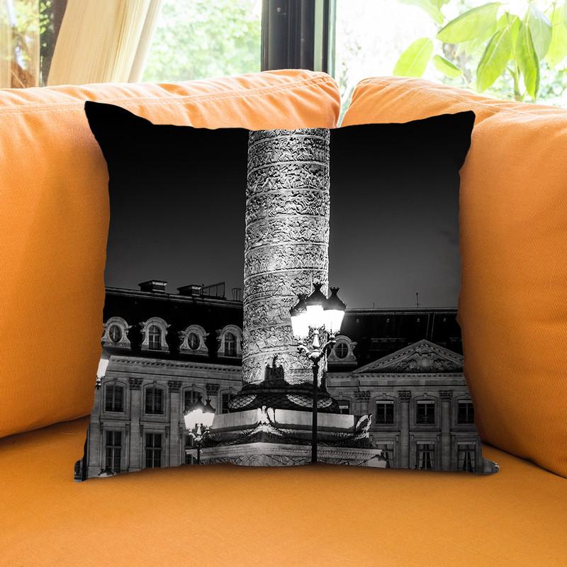 Paris In Black And White Composition Place Vendome Iv Throw Pillow By Alexandre Venancio