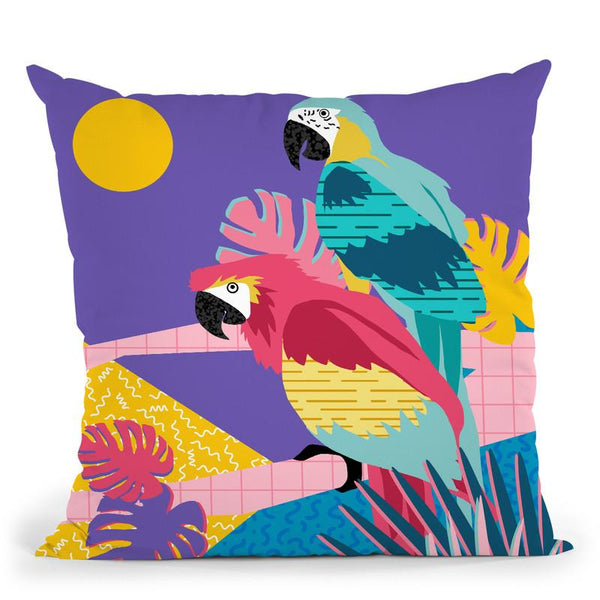 Memphis Parrot Duo Throw Pillow By Blakely Bering