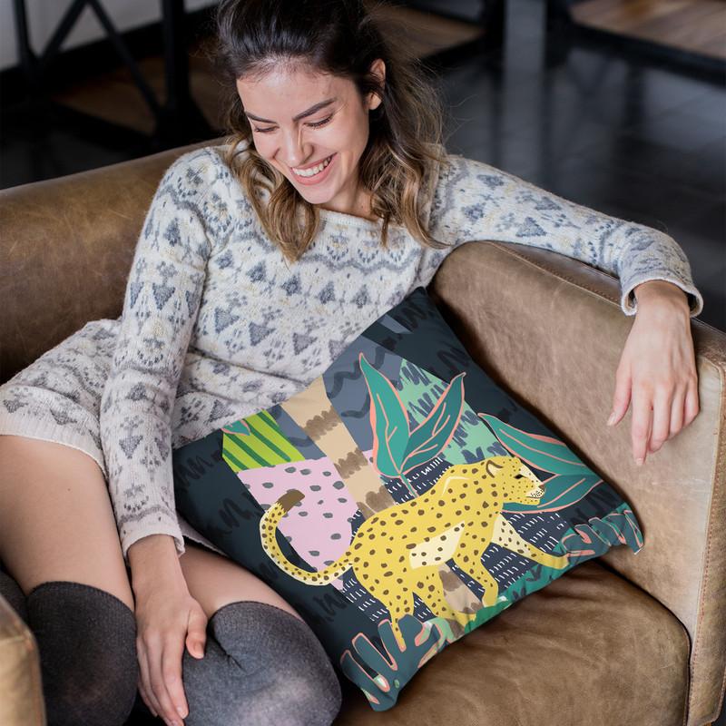 Folk Cat Throw Pillow By Blakely Bering